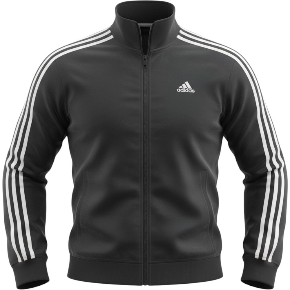 Adidas Track Jacket Mens Small Black White 3-Stripe Full Zip Activewear Sporty